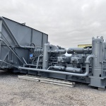 CAT diesel engine on shop floor after rebuild